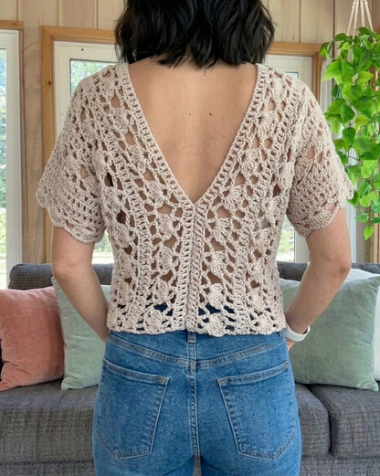 Crochet Pattern Top Summer Crochet Tee Beginner Beachy Shirt PDF XS–5XL
