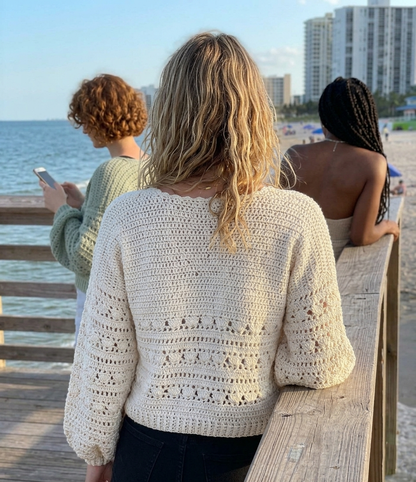 White Lace Sweater Crochet Pattern (instant download) Women Pullover - Crochety