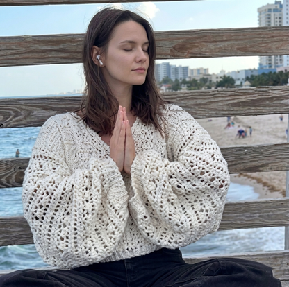 White Lace Sweater Crochet Pattern (instant download) Women Pullover - Crochety