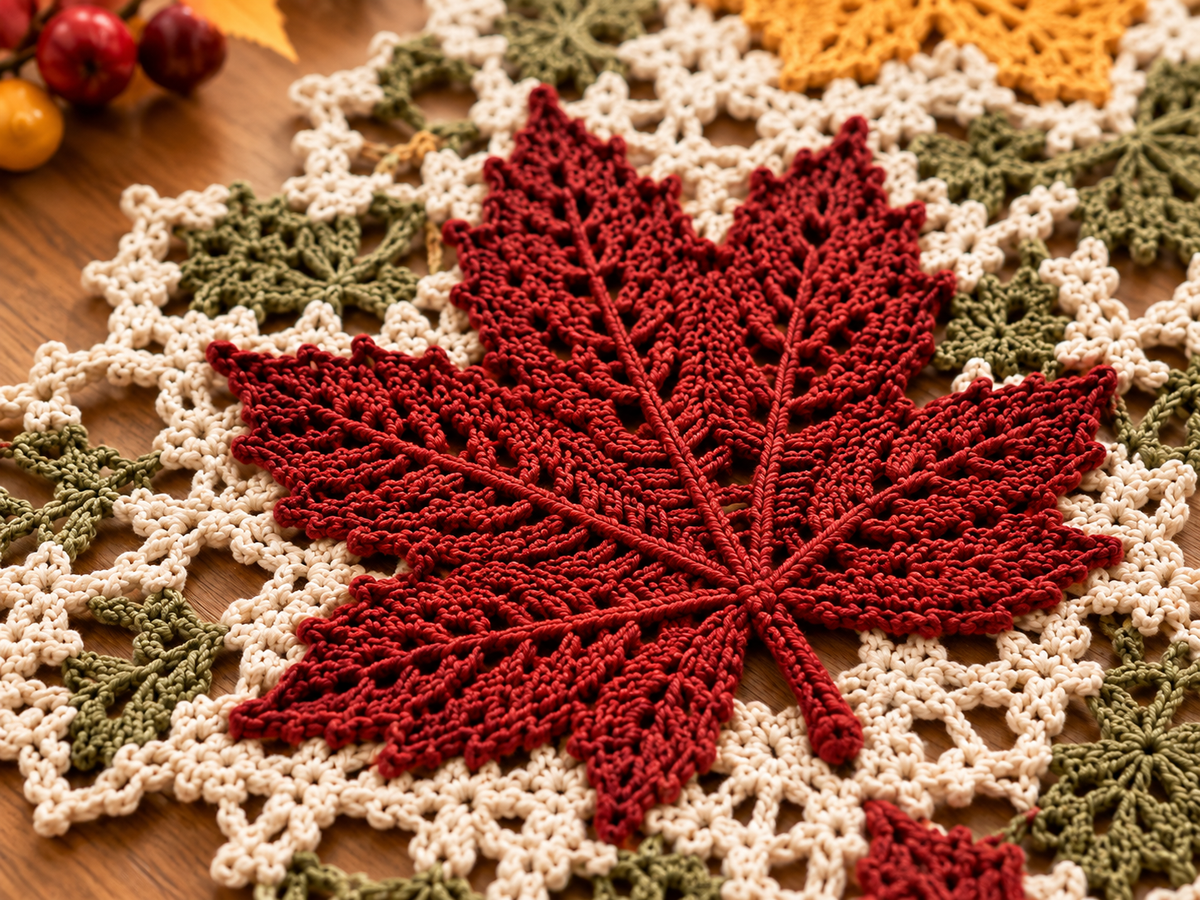 Maple Leaf Crochet Table Runner Pattern - Elegant Fall & Thanksgiving Decor | Crochety