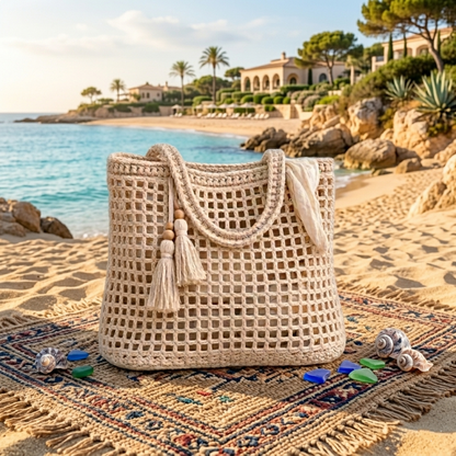 Crochet Summer Beach Bag Pattern Mesh Tote Bag PDF - Crochety