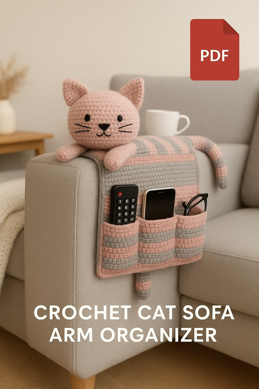 Crochet Cat Sofa Arm Organizer Pattern Couch Caddy PDF - Crochety